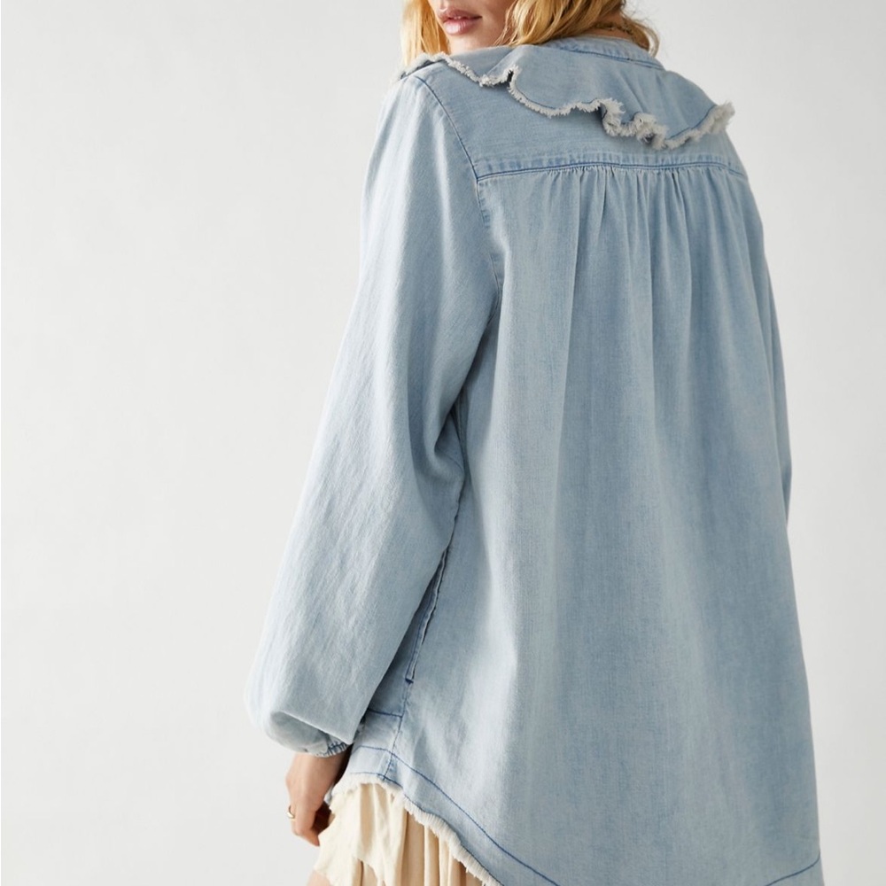 Light Blue Denim Button-Up Shirt - Picture 2 of 3